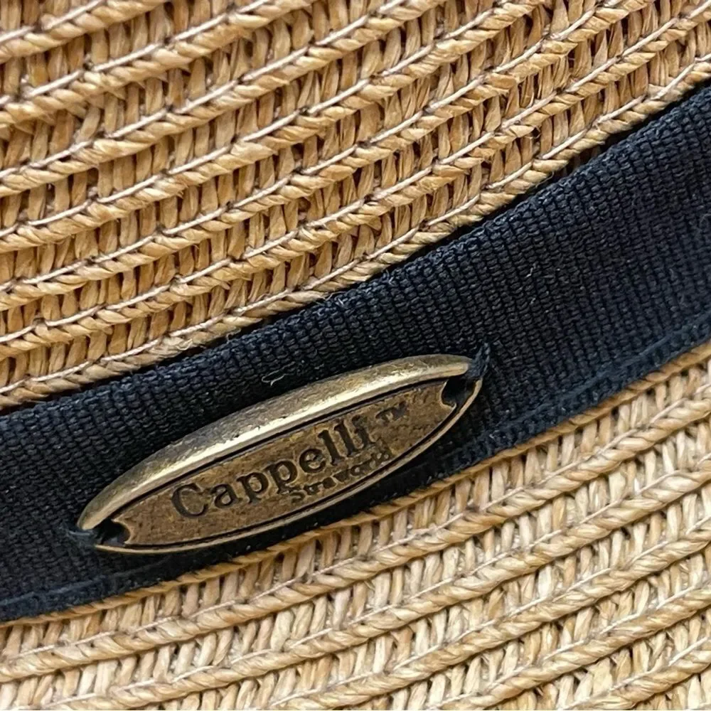 CAPPELLI Straworld Women's Wide Brim Sun Hat Black Band Removable Sweatband OS